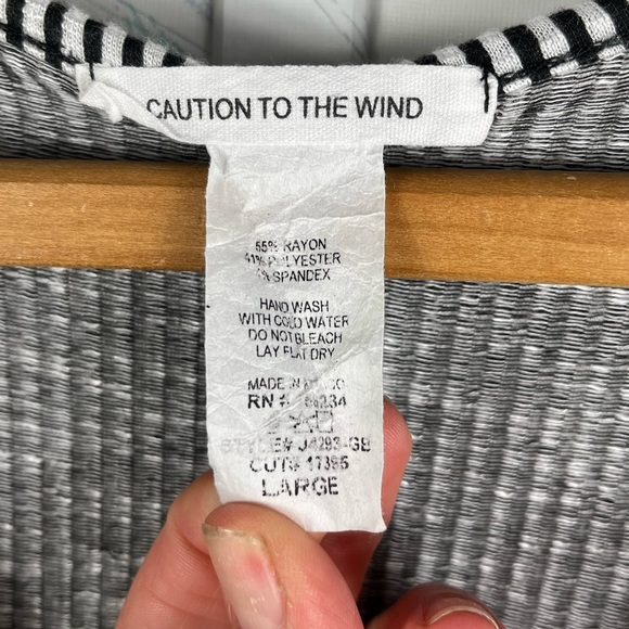 Caution To The Wind Black Striped Short Sleeve Top Tie Waist - Picture 7 of 7